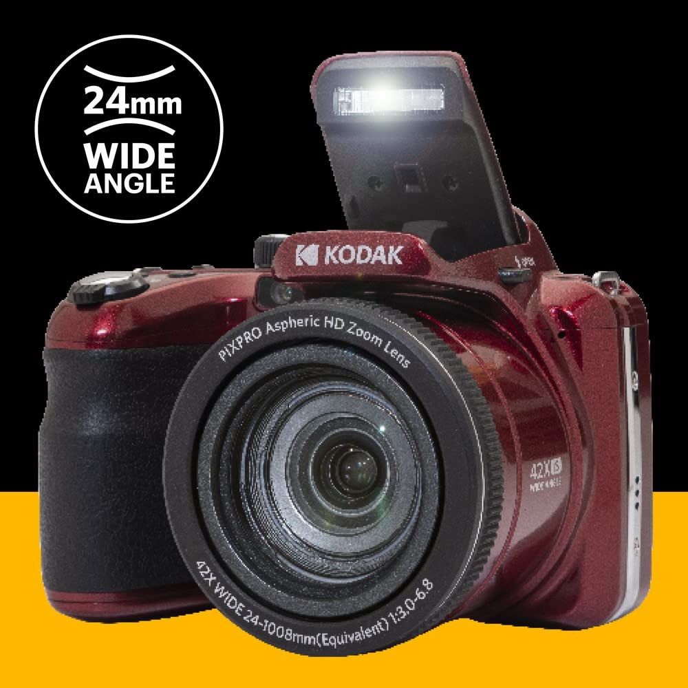 KODAK PIXPRO AZ425 Digital Camera, 42x Optical Zoom Bridge with 20MP BSI Sensor, Li-Ion Battery, OIS, 1080p Full HD Video, White