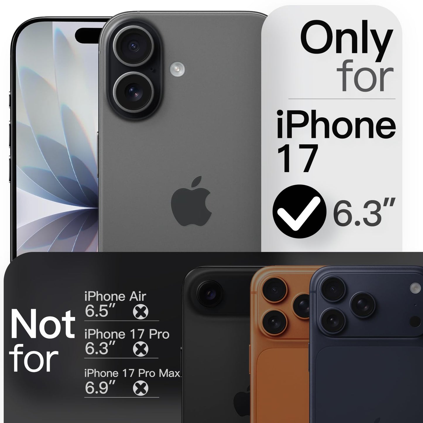 JETech Magnetic Slim Case for iPhone 17 Pro Max 6.9-Inch, Compatible with MagSafe, Ultra-Thin Lightweight Minimalist Phone Cover with Matte Finish and Full Camera Lens Protection (Black)