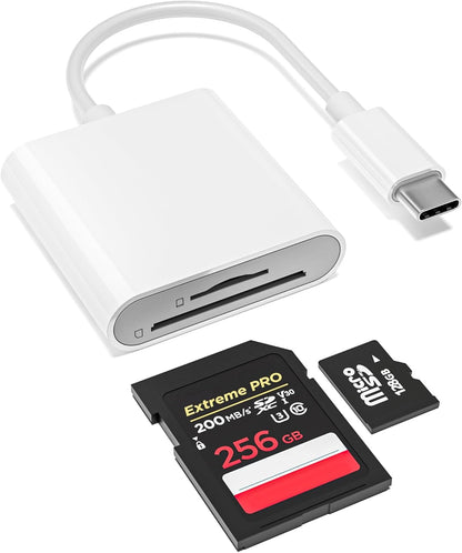 USB-C SD Card Reader, Dual Slot SD/MicroSD Adapter for iPhone 17/16/15