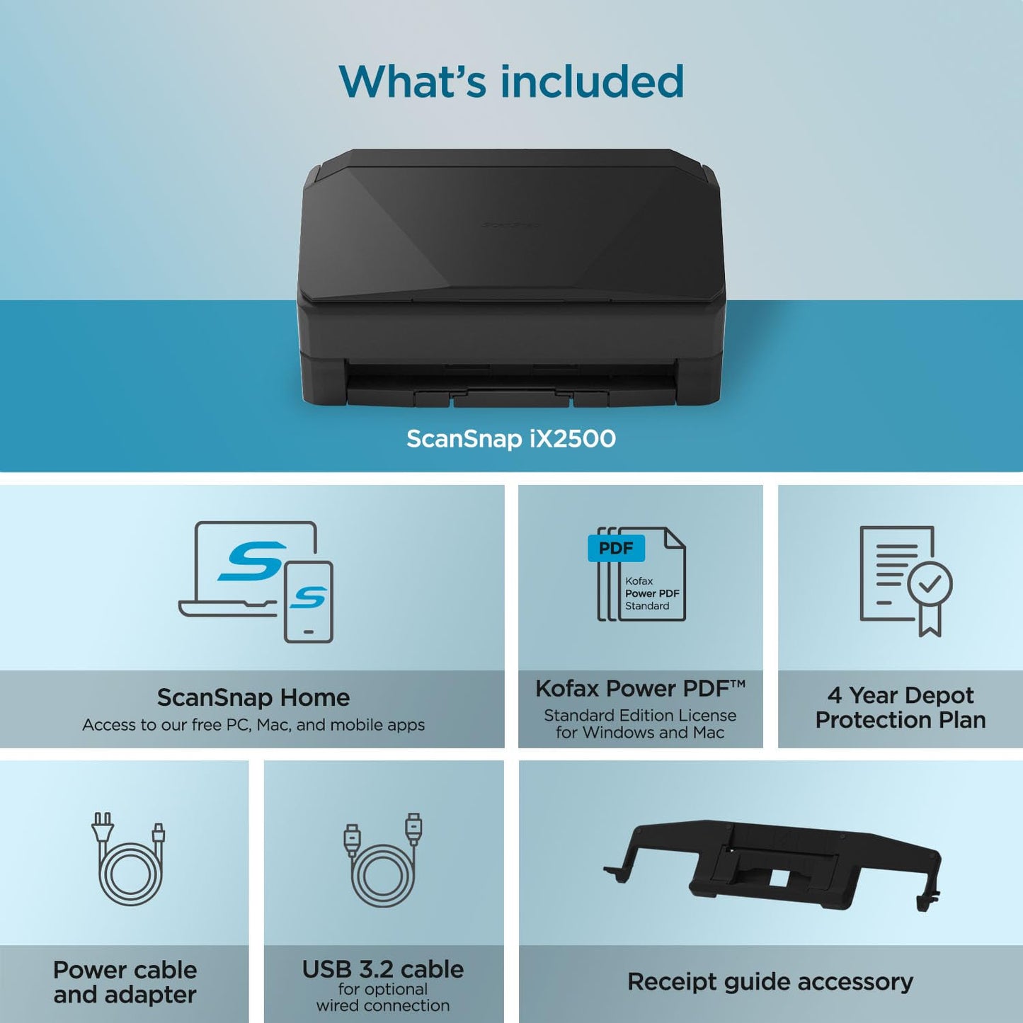 ScanSnap iX1600 Wireless or USB High-Speed Cloud Enabled Document, Photo & Receipt Scanner with Large Touchscreen and Auto Document Feeder for Mac or PC, 17 watts, Black