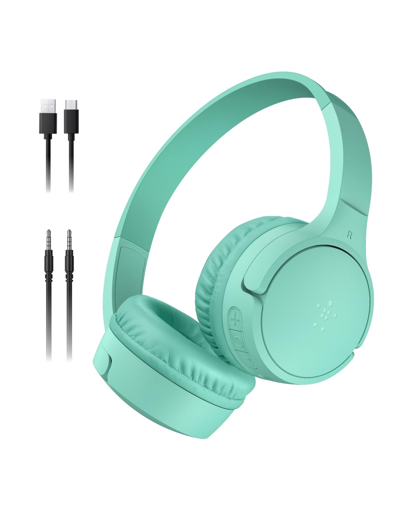 Belkin SoundForm Mini - Wireless Bluetooth Kids Headphones, 30H Battery, 85dB Safe Volume Limit, Built-in Microphone - Toddler On-Ear Earphones for iPhone, iPad - Ideal for School - Blue w/Case