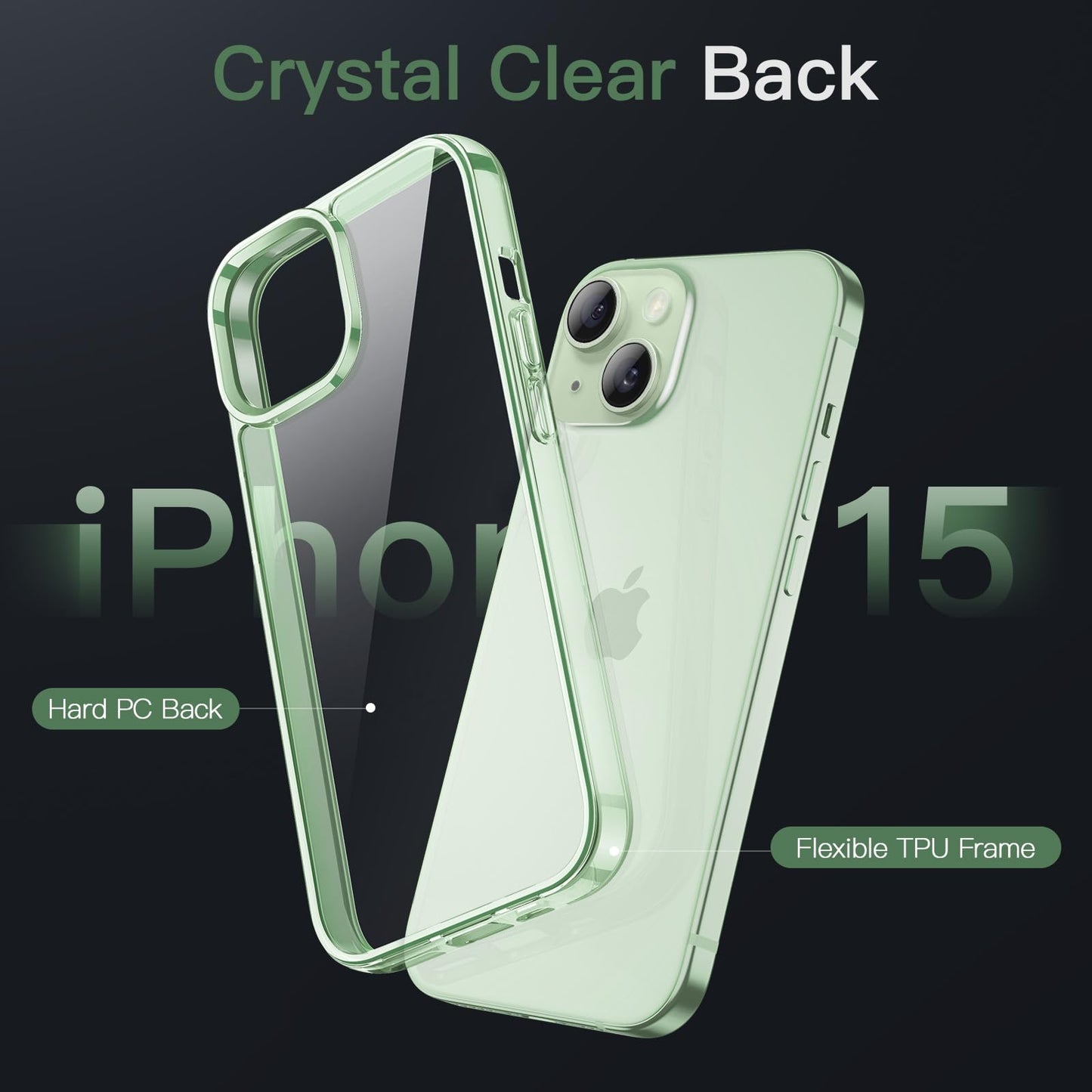JETech Case for iPhone 15 6.1-Inch, Non-Yellowing Shockproof Phone Bumper Cover, Anti-Scratch Clear Back (Clear)