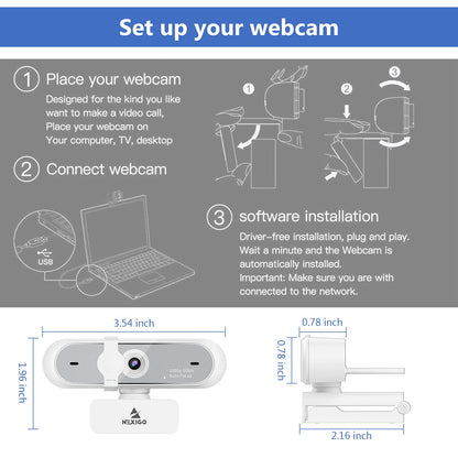 NexiGo N60 1080P Webcam with Microphone, Software Control & Privacy Cover, USB HD Computer Web Camera, Plug and Play, for Zoom/Skype/Teams, Conferencing and Video Calling