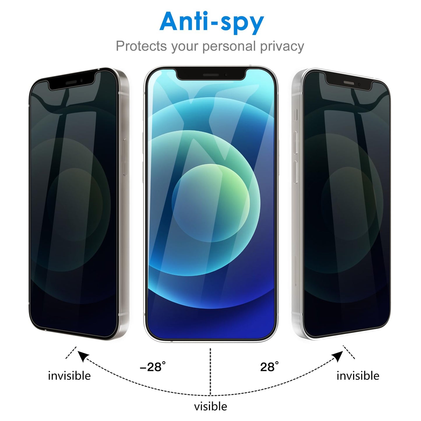 JETech Privacy Screen Protector for iPhone 17e (2026) / iPhone 16e / iPhone 13/13 Pro, Anti Spy Tempered Glass Film, 6.1-Inch Display, 2-Pack
