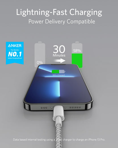 Anker New Nylon USB C to Lightning Cable, Apple MFi Certified for iPhone 14 Series, and More (6FT, Black)