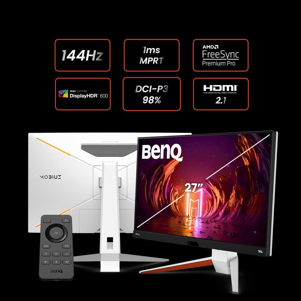 BenQ MOBIUZ EX2710U 27" 4K UHD 3840 x 2160 144 Hz Gaming Monitor 1ms HDMI DisplayPort Built-in Speakers (Renewed)