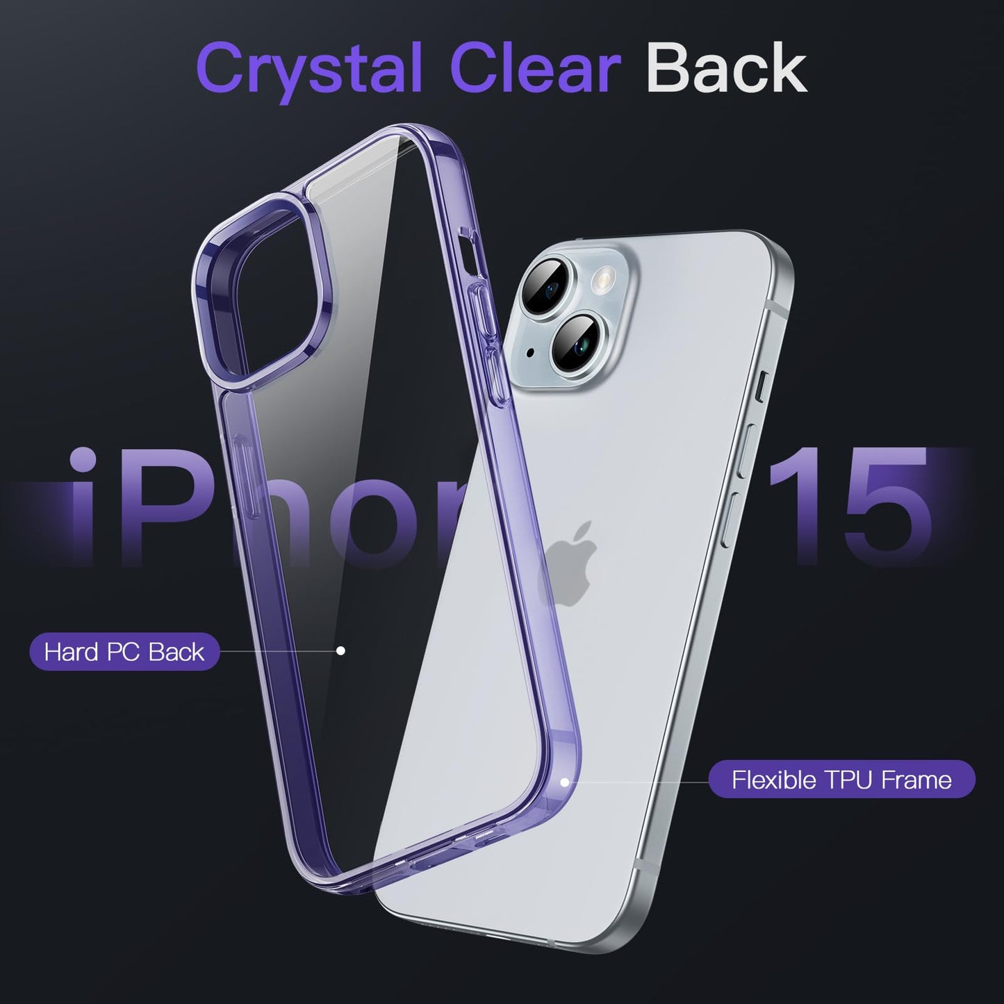 JETech Case for iPhone 15 6.1-Inch, Non-Yellowing Shockproof Phone Bumper Cover, Anti-Scratch Clear Back (Clear)
