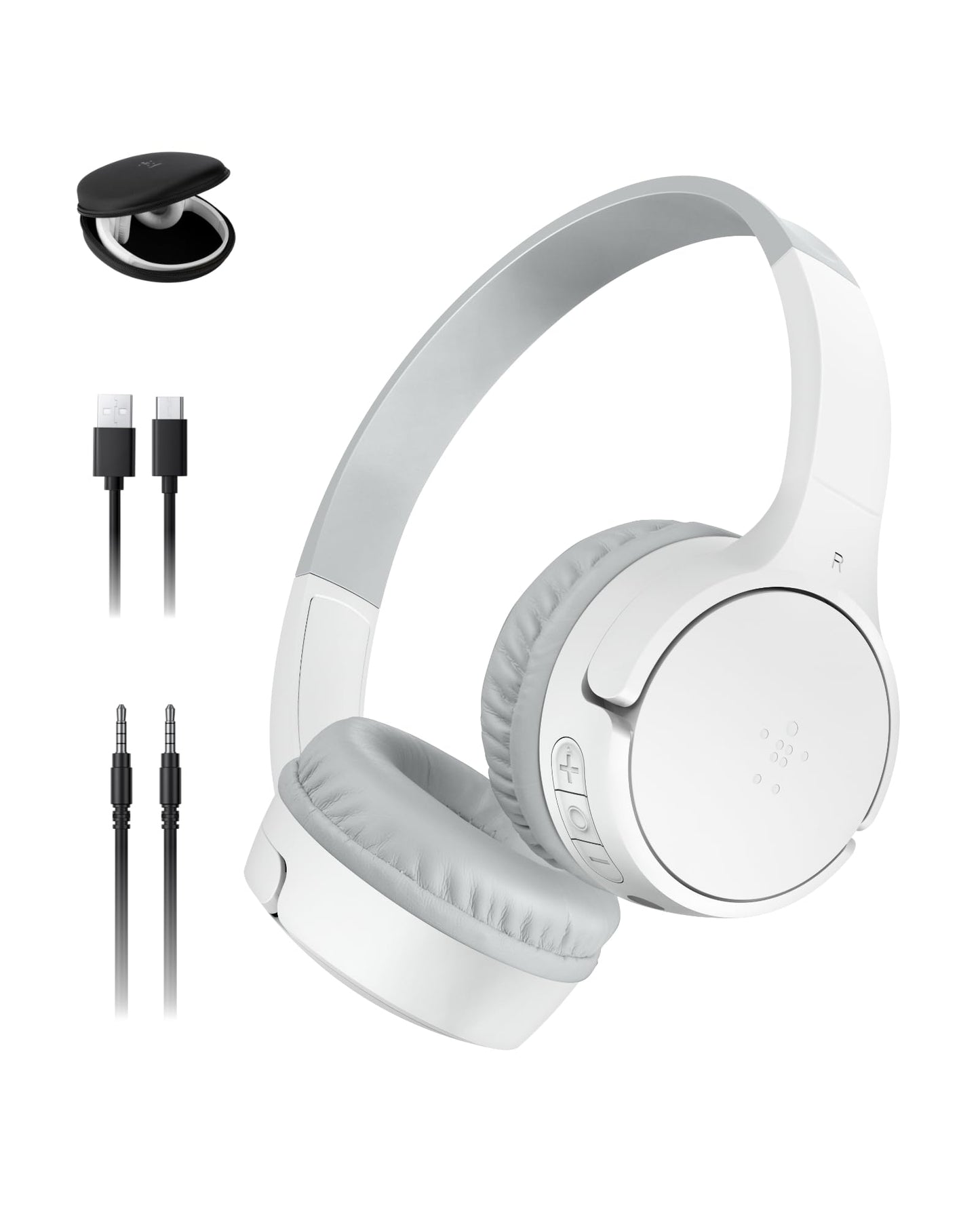 Belkin SoundForm Mini - Wireless Bluetooth Kids Headphones, 30H Battery, 85dB Safe Volume Limit, Built-in Microphone - Toddler On-Ear Earphones for iPhone, iPad - Ideal for School - Blue w/Case