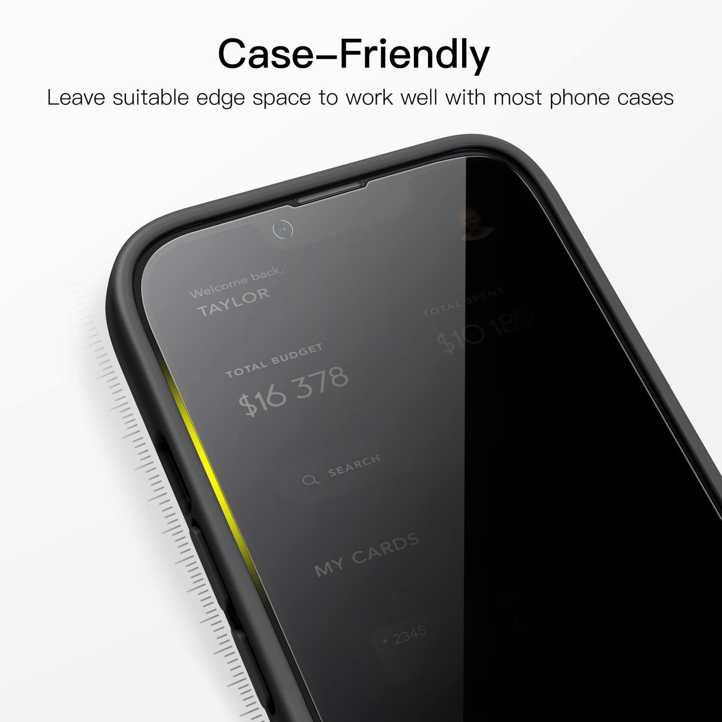 JETech Privacy Full Coverage Screen Protector for iPhone 14 Pro Max 6.7-Inch, Anti-Spy Tempered Glass Film, Edge to Edge Protection Case-Friendly, 2-Pack