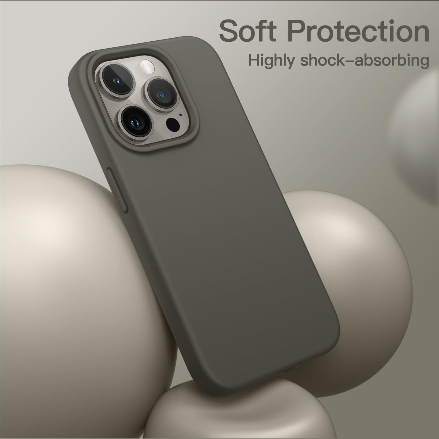 JETech Silicone Case for iPhone 15 Pro Max 6.7-Inch, Silky-Soft Touch Full-Body Protective Phone Case, Shockproof Cover (Black)