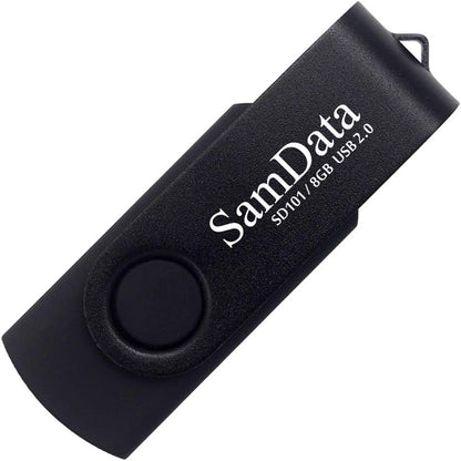SamData USB Flash Drive 8GB 1 Pack USB 2.0 Thumb Drive Swivel Memory Stick Data Storage Jump Drive Zip Drive Drive with Led Indicator (Black, 8GB-1Pack)