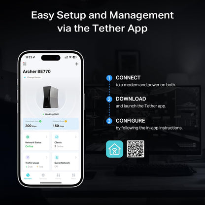 TP-Link Tri-Band BE19000 WiFi 7 Router (Archer BE800) | 12-Stream 19 Gbps | 2×10G + 4×2.5G Ports | LED Screen, 8 High-Performance Antennas | VPN, Easy Mesh, HomeShield, Private IoT, Free Expert Help