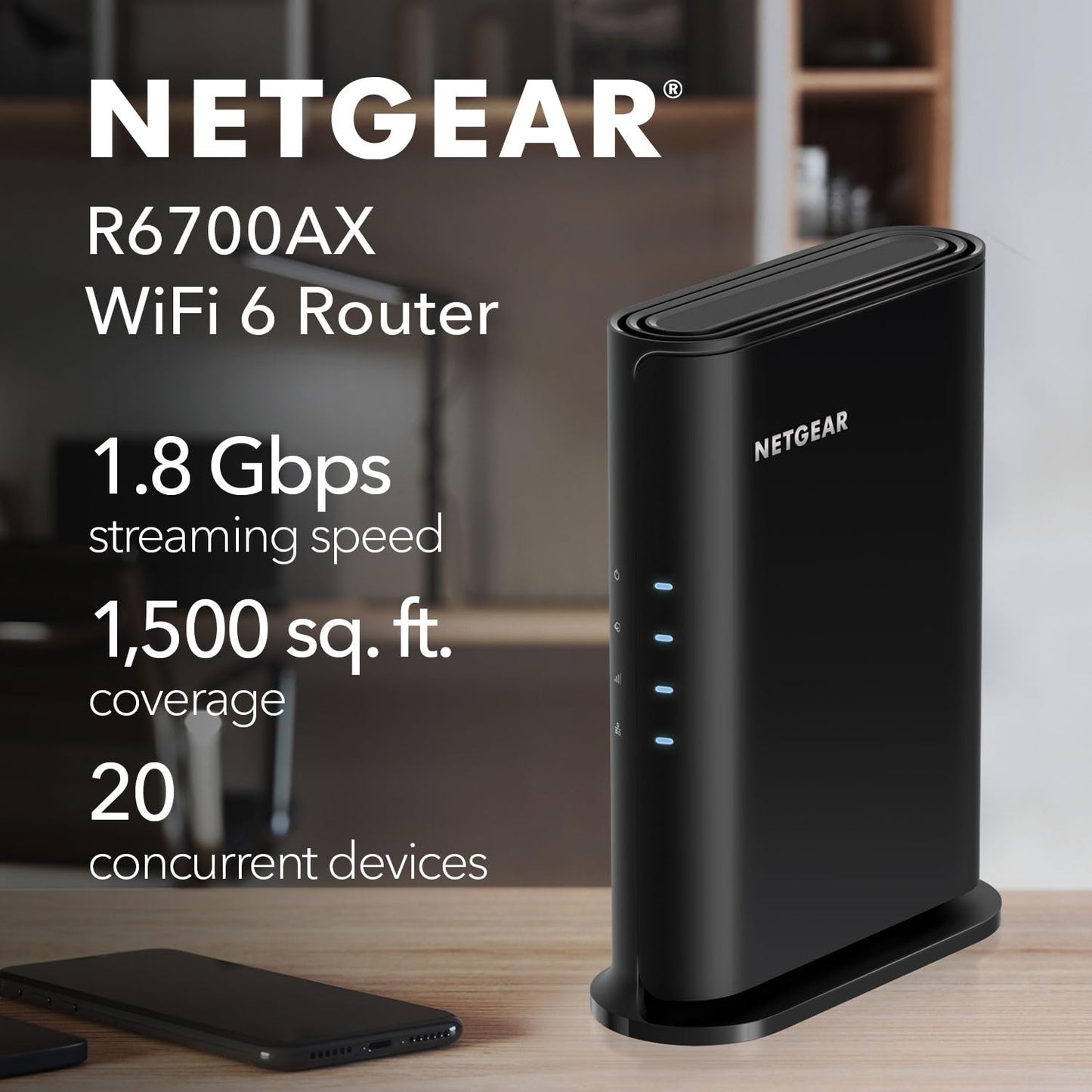 NETGEAR Nighthawk WiFi 6 Router (RAX36) – Router Only, AX3000 3 Gbps Wireless Speed – Dual-Band Gigabit Internet – Covers 2,000 sq. ft., 25 Devices – Built-in VPN, USB 3.0, Gaming