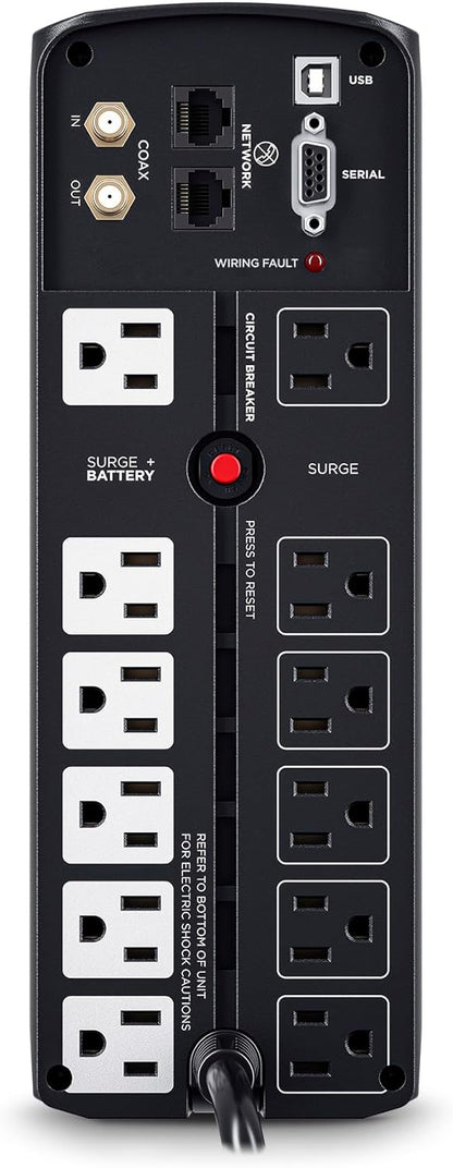 CyberPower CP1500AVRLCD Intelligent LCD UPS Battery Backup and Surge Protector, 1500VA/900W, 12 Outlets, AVR, Mini-Tower, UL Certified