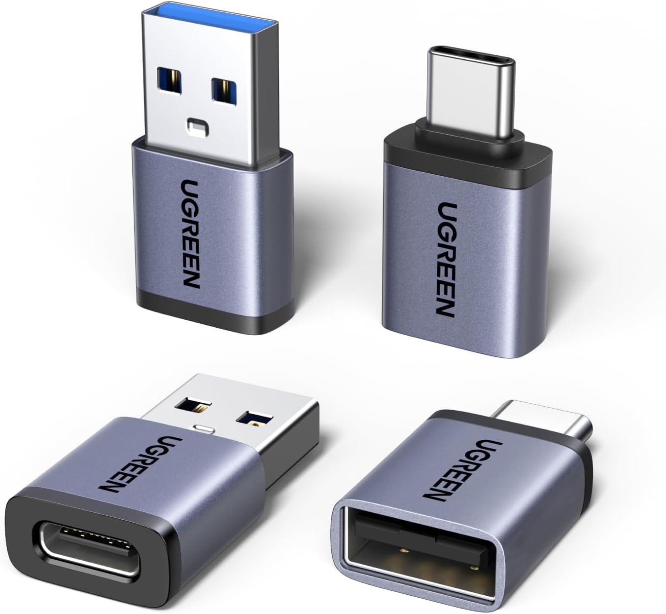 UGREEN USB to USB C Adapter & USB C to USB Adapter Combo 4-Pack, 10Gbps Type C USBC Adapter Compatible with MacBook, iPhone 17/16/15, iPad, Samsung Galaxy, Apple Watch