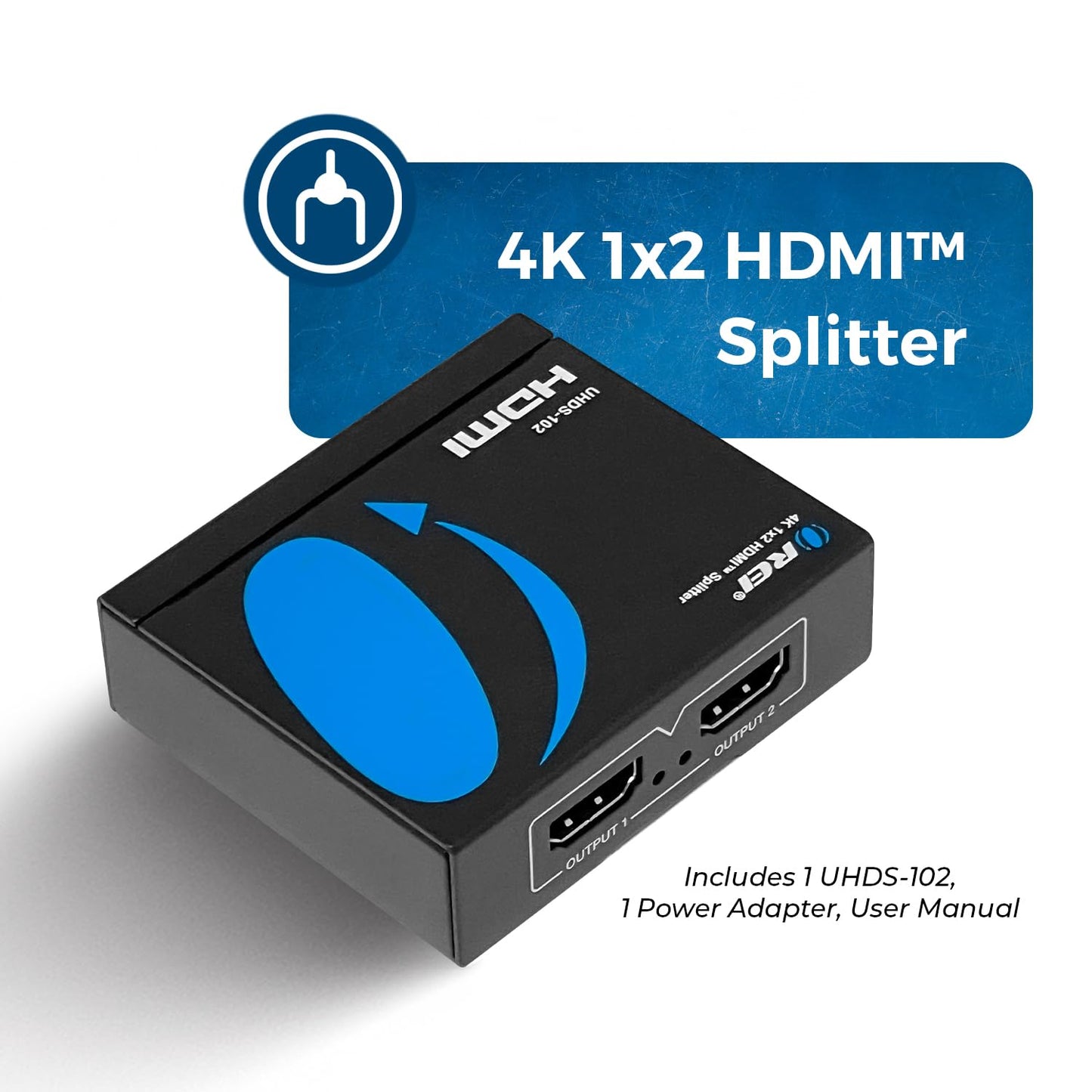 OREI UltraHD 4K @ 60 Hz 1 x 2 HDMI Splitter 1 in 2 Out (2 Port) 4:4:4 8-bit - Does Not Bypass HDCP, 18 Gbps, 4K HDMI Splitter