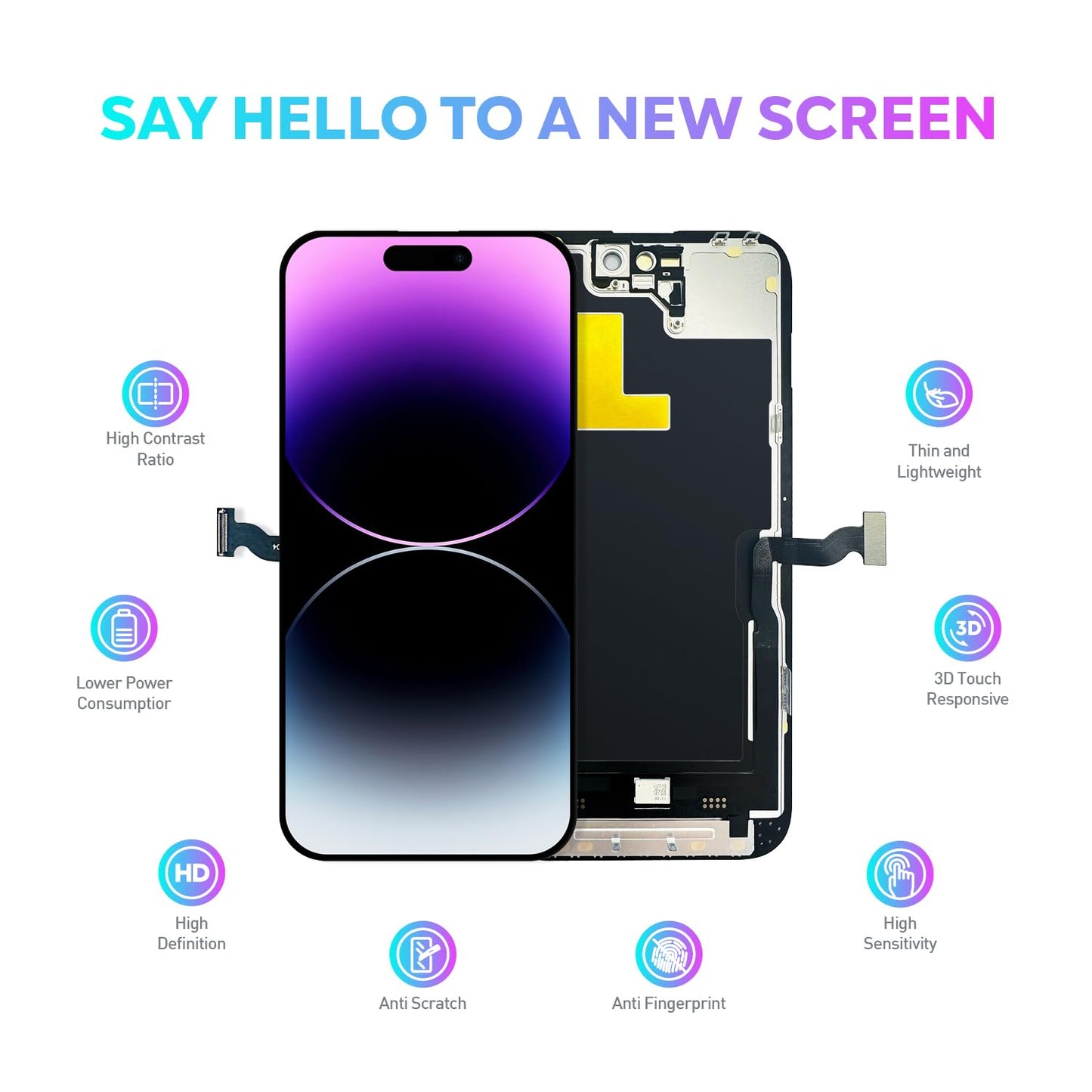 Compatible with iPhone XR Premium LCD Screen Replacement 6.1 inch (Model A1984, A2105, A2106, A2108) High Resolution Display digitizer Assembly Touch Screen