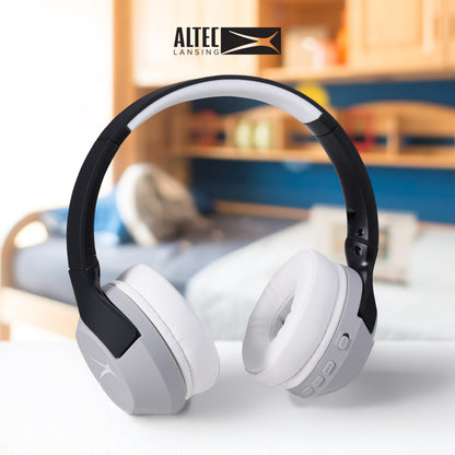 Altec Lansing Kid Safe Noise Cancelling Wireless Headphones 15H Battery, 85dB Volume Limit, Foldable Design Powerful Sound, Active Noise Cancellation Perfect for Kids Ages 7+ (Whiteout Pop Pink)