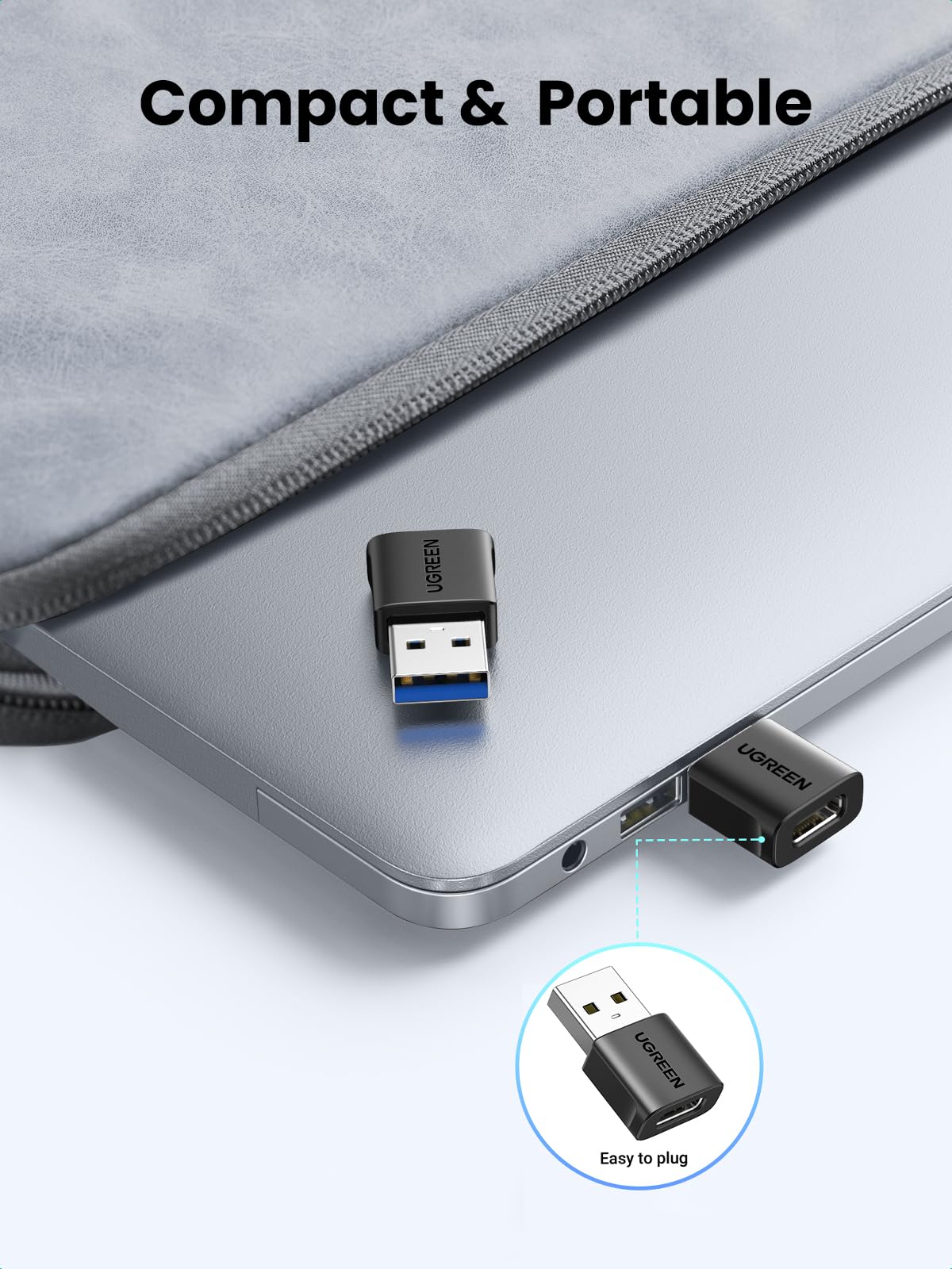 UGREEN USB to USB C Adapter 3Pack, USB C Female to USB Male Adapter 10Gbps Type C Converter for iPhone 17 16 15 14 13 Plus Pro Max,iPad Air Mini 6 7,Samsung Galaxy S23 S24,iPad Air,Black
