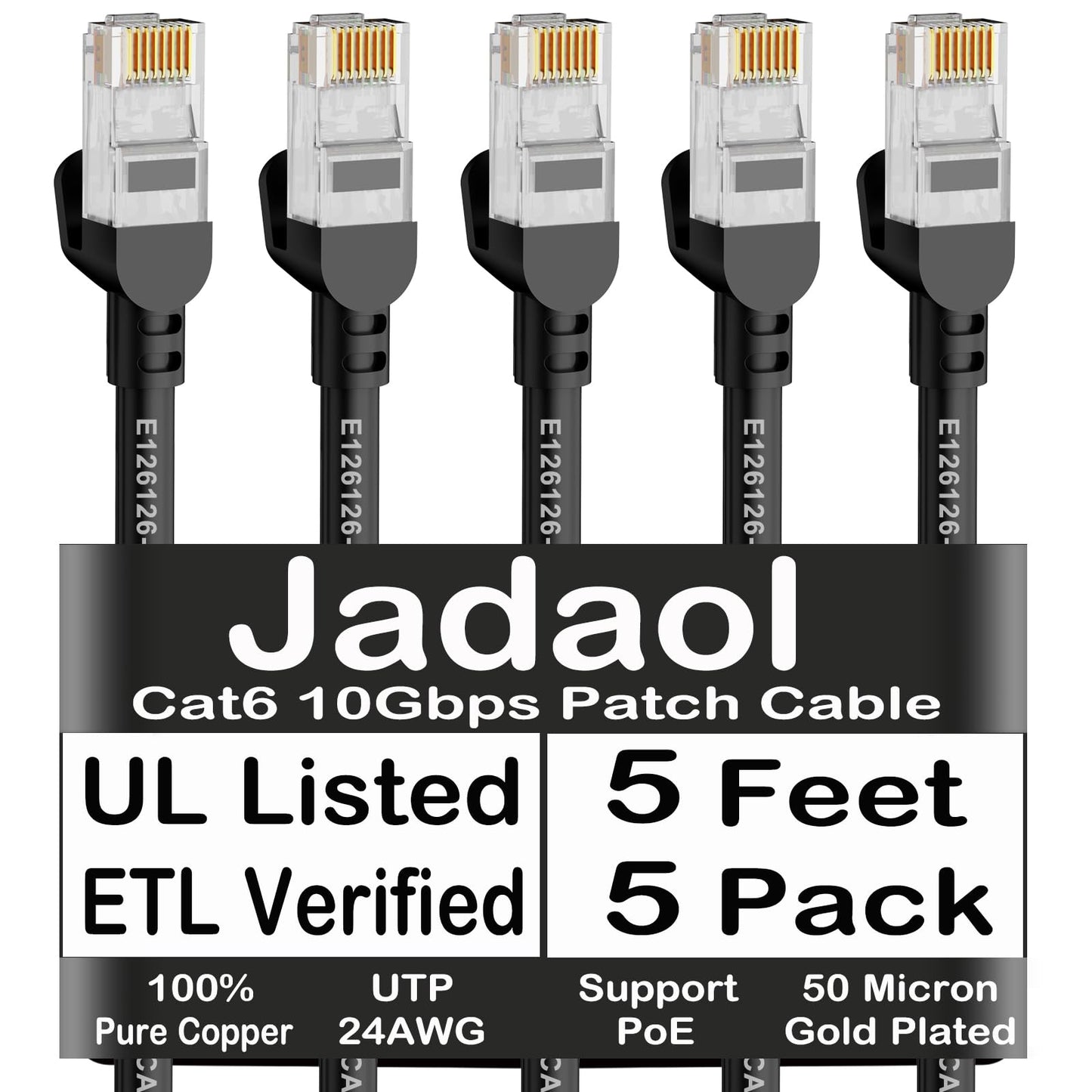 Jadaol Cat 6 Ethernet Cable 50 ft, 10Gbps Support Cat8 Cat7 Network, Flat RJ45 LAN Patch Cable, High-Speed Wired Internet Cable for Router, Modem, Switch, Gaming Consoles, PC, Streaming Devices, White