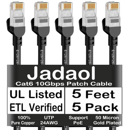 Jadaol Cat 6 Ethernet Cable 50 ft, 10Gbps Support Cat8 Cat7 Network, Flat RJ45 LAN Patch Cable, High-Speed Wired Internet Cable for Router, Modem, Switch, Gaming Consoles, PC, Streaming Devices, White