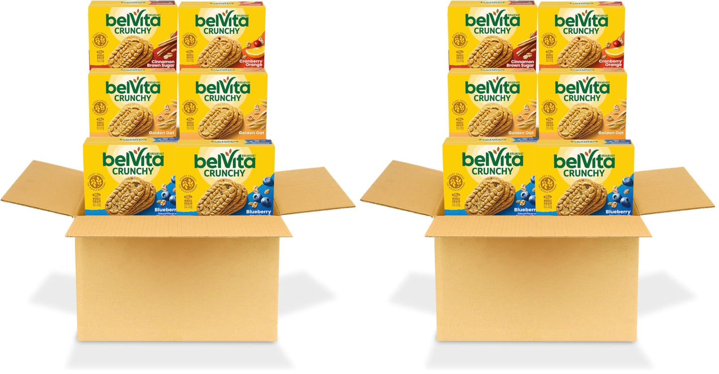 belVita Breakfast Bars Biscuits Variety Pack, 4 Flavors, 30 Total Packs, 6 Boxes (4 Biscuits Per Pack) (Pack of 2)