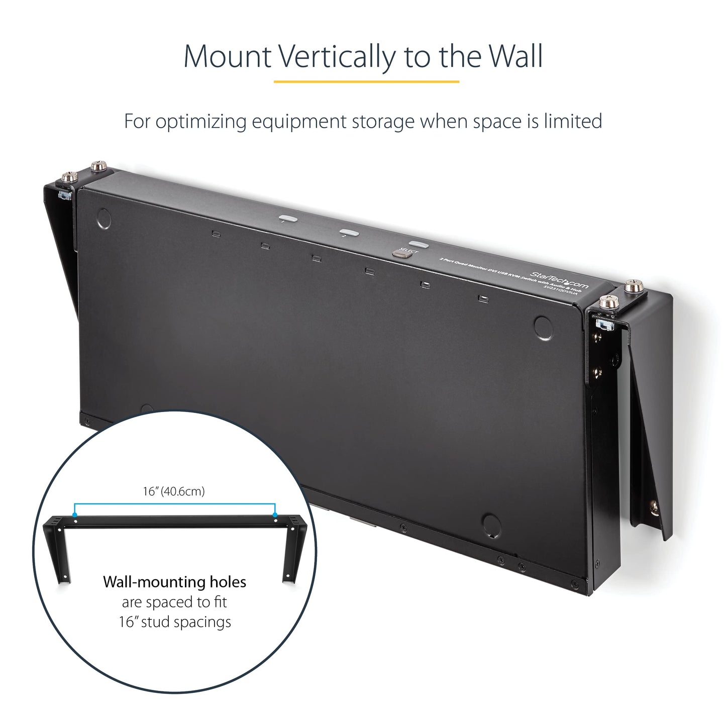 StarTech.com 2U Vertical Wall Mount Patch Panel Bracket - Steel Rack Mount Bracket w/Hardware for 19" Network, Server and Data Equipment , TAA (RK219WALLV)