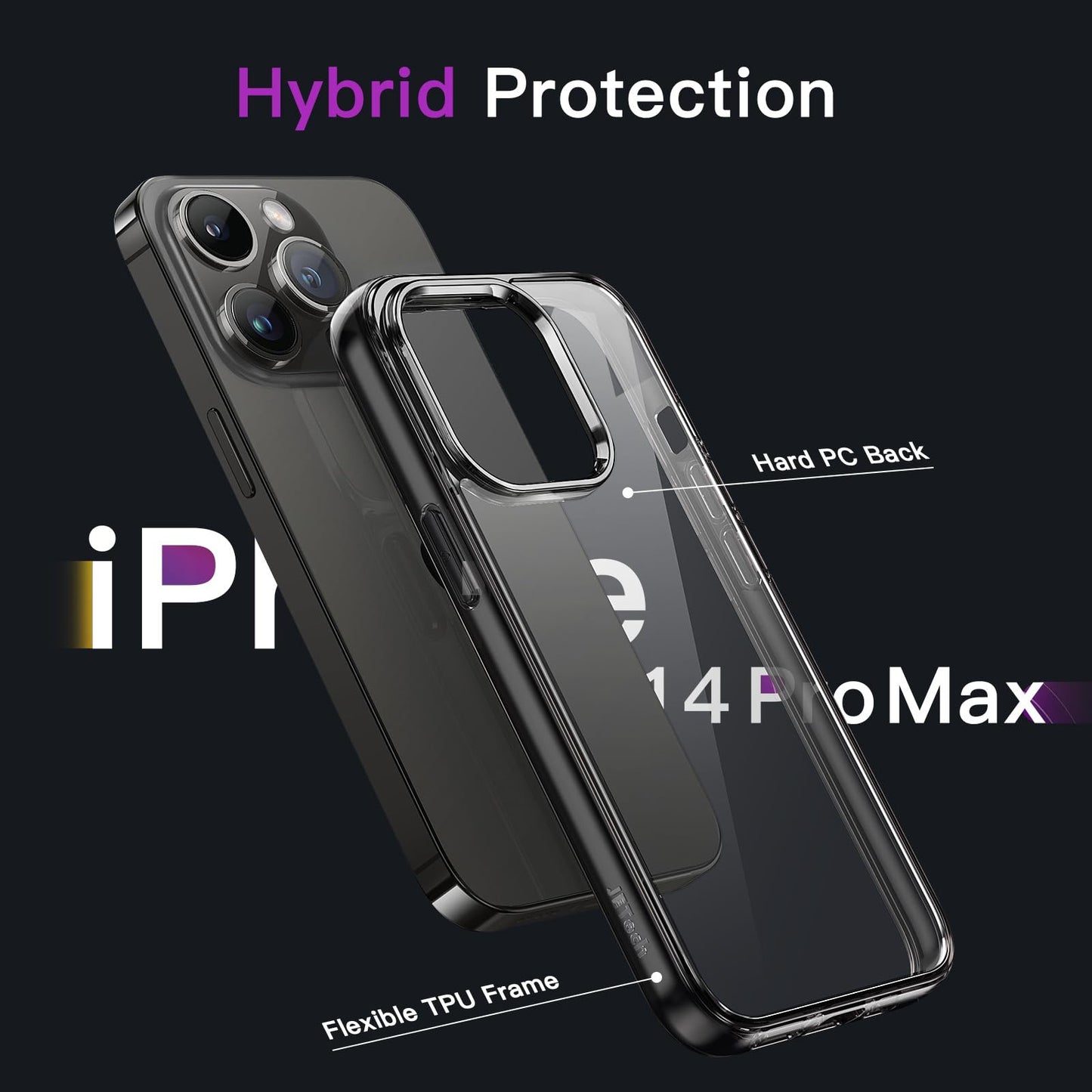 JETech Case for iPhone 14 6.1-Inch, Non-Yellowing Shockproof Phone Bumper Cover, Anti-Scratch Clear Back (Clear)