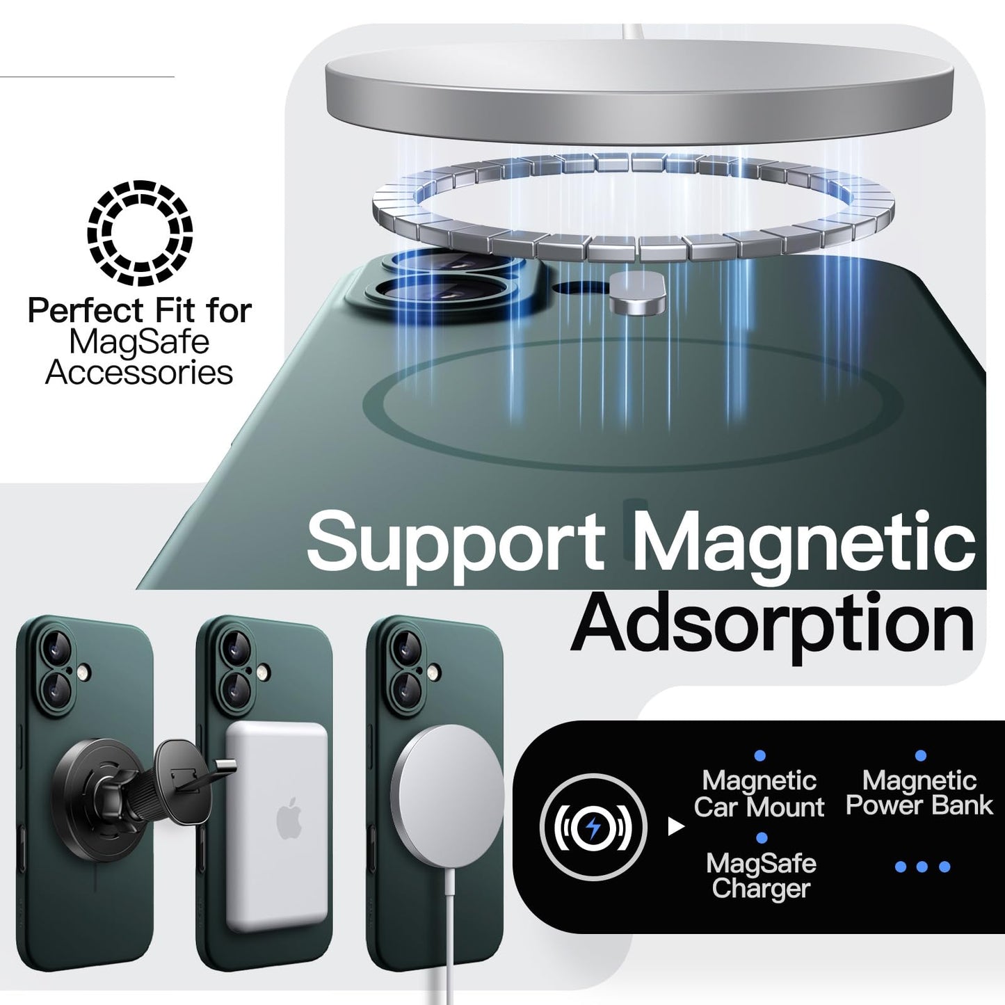 JETech Magnetic Slim Case for iPhone 17 Pro Max 6.9-Inch, Compatible with MagSafe, Ultra-Thin Lightweight Minimalist Phone Cover with Matte Finish and Full Camera Lens Protection (Black)