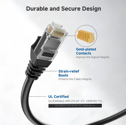 Cable Matters 10Gbps 5-Pack Snagless Short Cat 6 Ethernet Cable - 3ft, Cat 6 Cable, Cat6 Cord, Ethernet Cord, Black