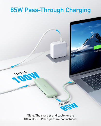 Anker USB C Hub, 5-in-1 USBC to HDMI Splitter with 4K Display, 1 x Powered USB-C 5Gbps & 2×Powered USB-A 3.0 5Gbps Data Ports for MacBook Pro, MacBook Air, Dell and More