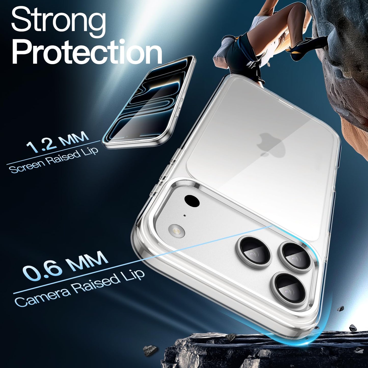 JETech Case for iPhone 17 Pro Max 6.9-Inch, Non-Yellowing Shockproof Phone Bumper Cover, Anti-Scratch Clear Back (Clear)