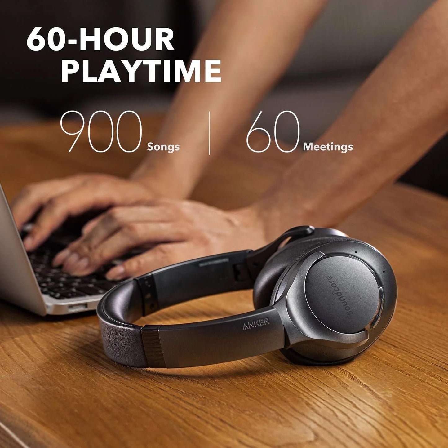 Soundcore Anker Life Q20 Hybrid Active Noise Cancelling Headphones, Wireless Over Ear Bluetooth Headphones, 70H Playtime, Hi-Res Audio, Deep Bass, Memory Foam Ear Cups, Travel, Office
