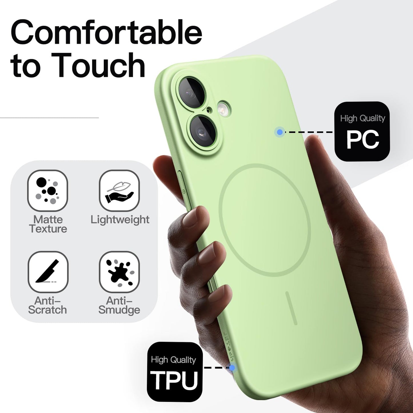 JETech Magnetic Slim Case for iPhone 17 Pro Max 6.9-Inch, Compatible with MagSafe, Ultra-Thin Lightweight Minimalist Phone Cover with Matte Finish and Full Camera Lens Protection (Black)