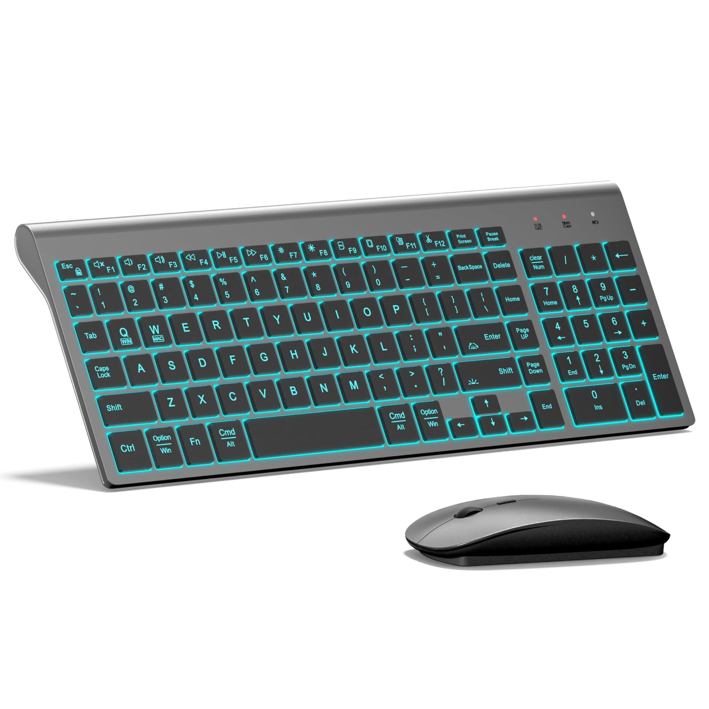 TopMate Wireless Keyboard and Mouse Ultra Slim Combo, 2.4G Silent Compact USB 2400DPI Mouse and Scissor Switch Keyboard Set with Cover, Batteries Included, for PC/Laptop/Windows/Mac - White