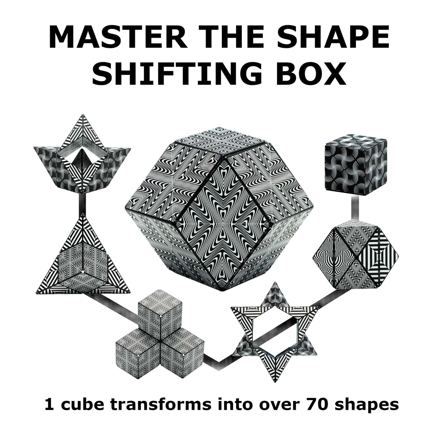 Shashibo Shape Shifting Box - Award-Winning STEM Fidget Toy with Ultra Strong Magnets - Puzzle Cube Transforms Into 100+ Shapes, Perfect Sensory Gift for Kids, Teens, and Adults (Spaced Out)