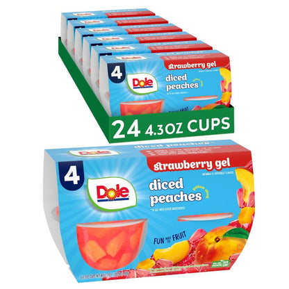 Dole Fruit Bowls Mixed Fruit in Cherry Flavored Gel Snacks, 4.3oz 24 Total Cups, Gluten & Dairy Free, Bulk Lunch Snacks for Kids & Adults