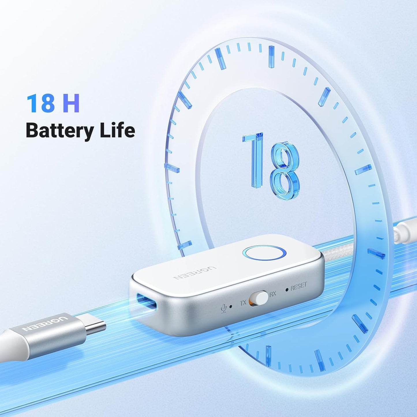 UGREEN Airplane Bluetooth 6.0 Transmitter Receiver for 2 Airpods or Headphones, Airplane Travel Essentials 2-in-1 Wireless Bluetooth Adapter, 3.5MM AUX Jack Adapter on Flight, TV, Car Stereo