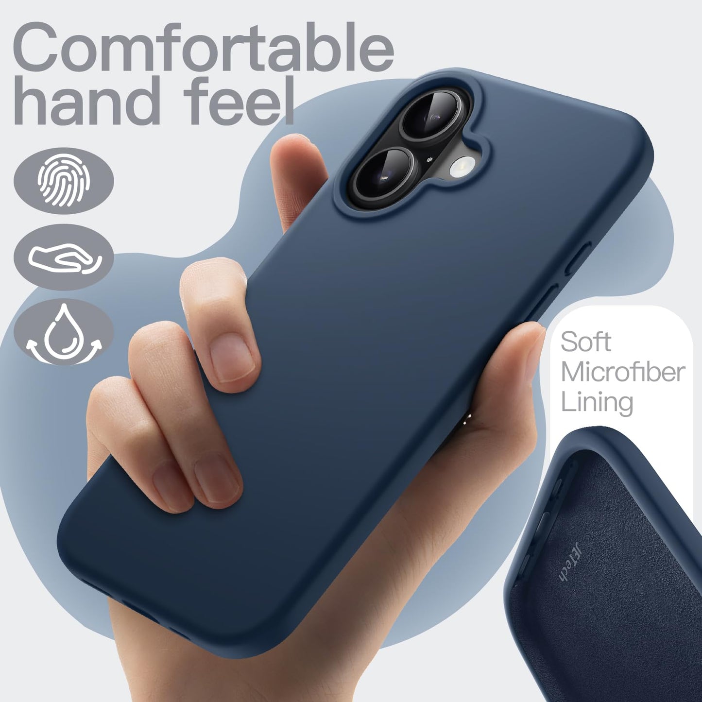 JETech Liquid Silicone Case for iPhone 17 Pro Max 6.9-Inch, Silky Soft Touch Full-Body Protection, Anti-Scratch Shockproof Phone Cover with Microfiber Lining (Dark Blue)