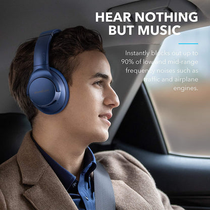 Soundcore Anker Life Q20 Hybrid Active Noise Cancelling Headphones, Wireless Over Ear Bluetooth Headphones, 70H Playtime, Hi-Res Audio, Deep Bass, Memory Foam Ear Cups, Travel, Office
