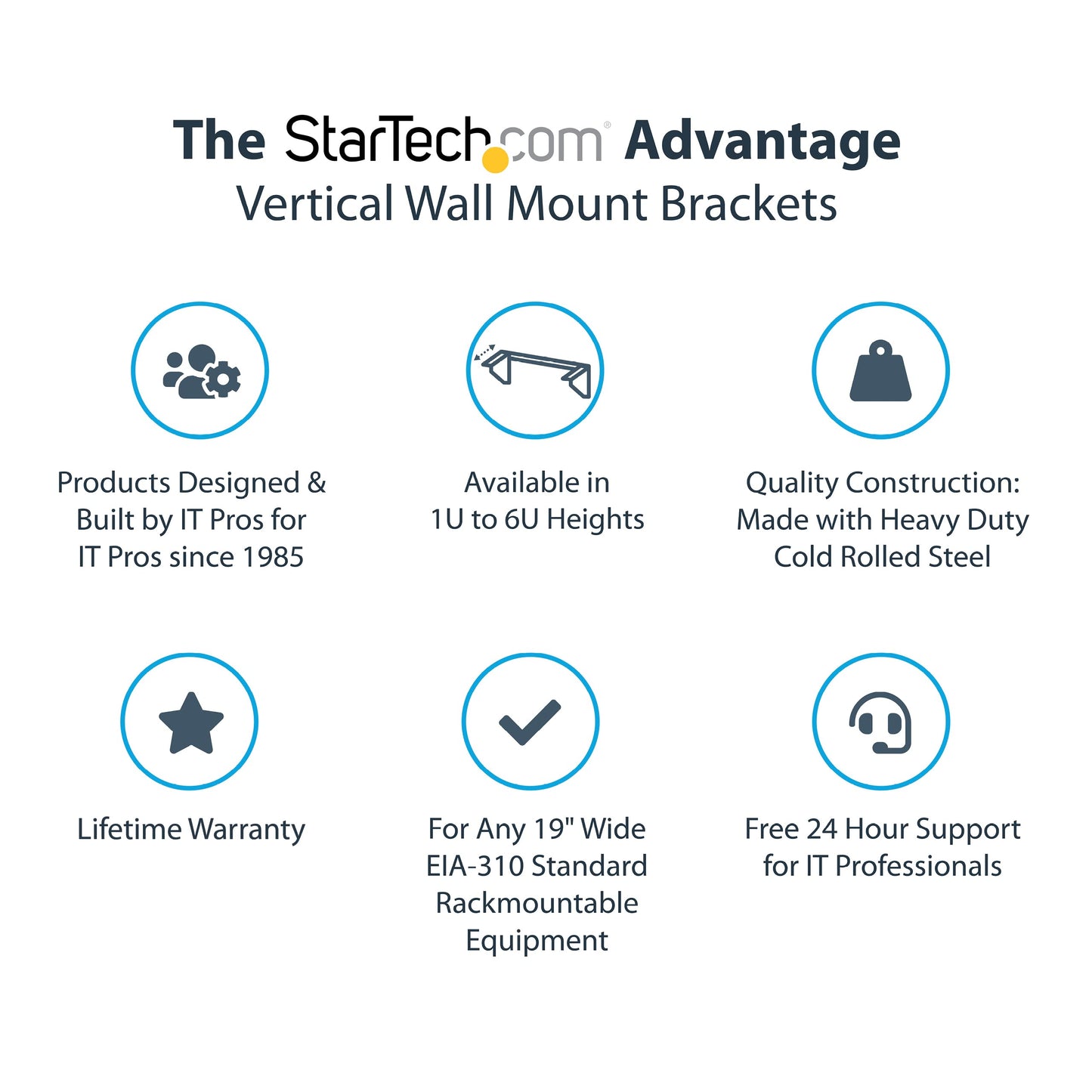 StarTech.com 2U Vertical Wall Mount Patch Panel Bracket - Steel Rack Mount Bracket w/Hardware for 19" Network, Server and Data Equipment , TAA (RK219WALLV)