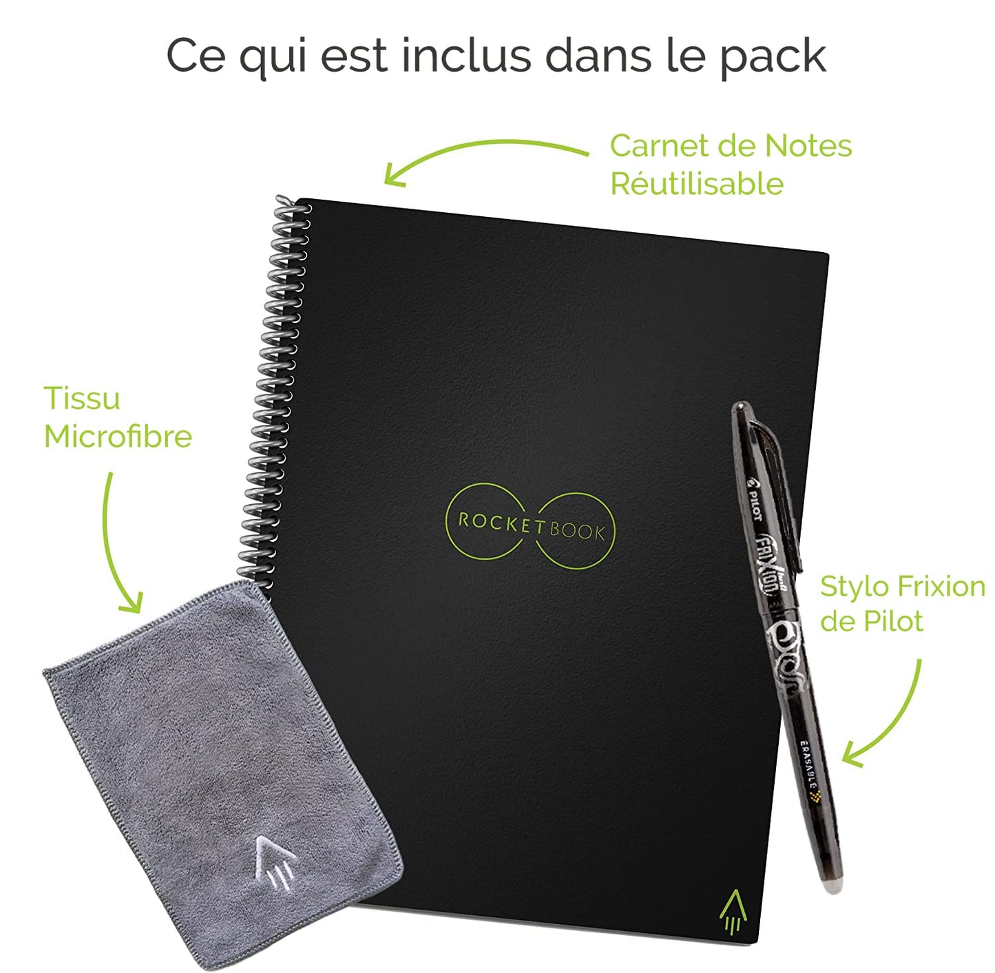 Rocketbook Fusion Hybrid Reusable Planner and Notebook in One, Additional Blank Pages, Goal and Project Tracker, Undated Planner, Letter Size 8.5x11, Black (Pack of 1)