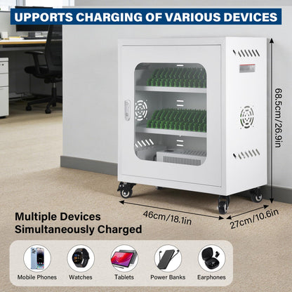 30 Device Mobiles Phone Charging Cart, Mobiles Charging Cabinet for Cell Phone, Rechargeable Cellphone Locker Storage Chargings Station, for Phones/Mini Tablets, School and Enterprise