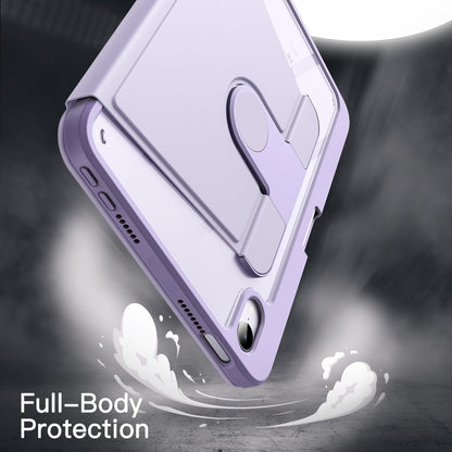 JETech Rotating Case for iPad mini (A17 Pro, 2024 Model, 7th Generation) / mini 6 (2021 Model, 6th Generation) with Pencil Holder, 360 Degree Rotation Protective Stand Cover Clear Back (Purple)