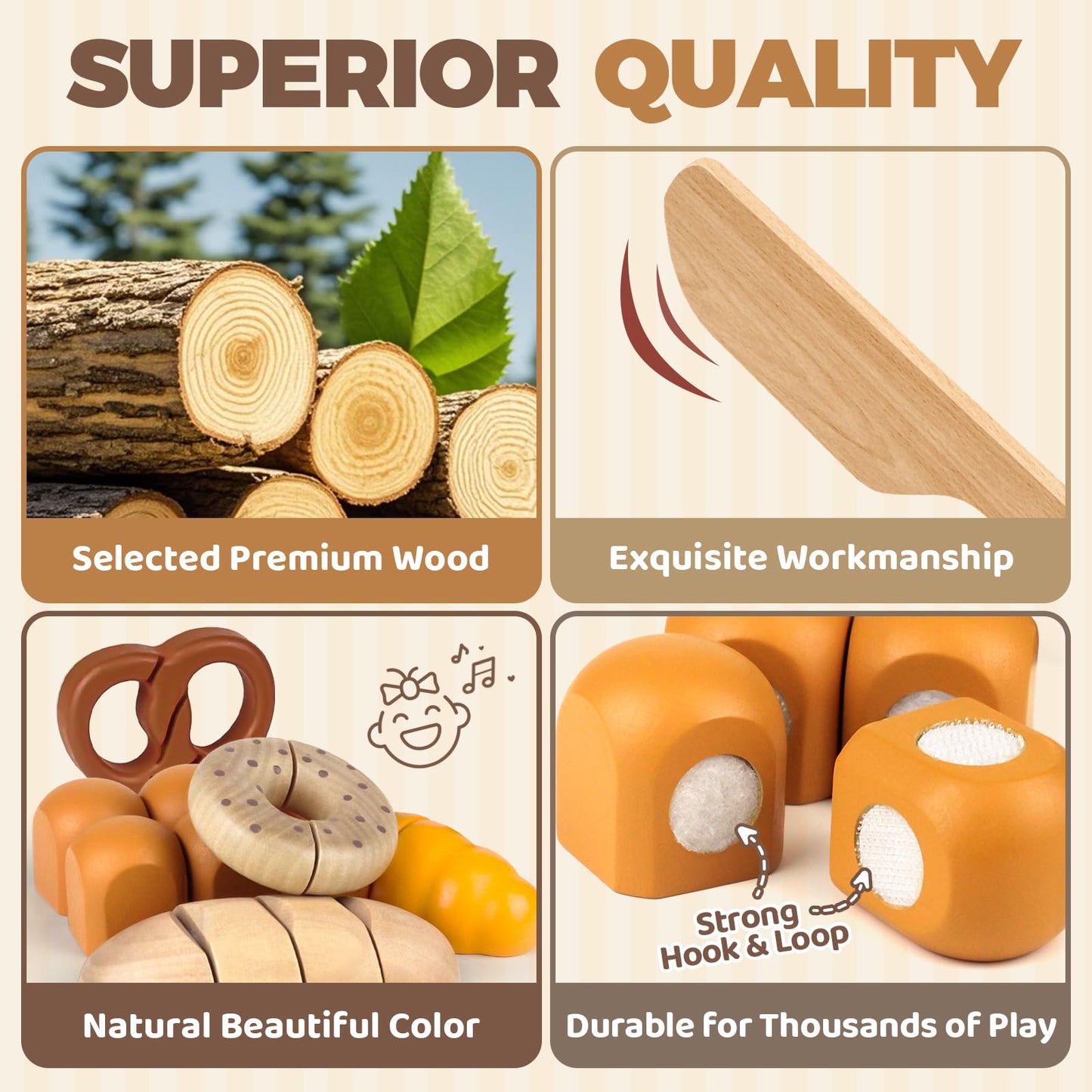 Wooden Play Food for Kids Kitchen Cutting Fruits Toys for Toddlers Pretend Vegetables Gift for Boys Girls Educational Toys