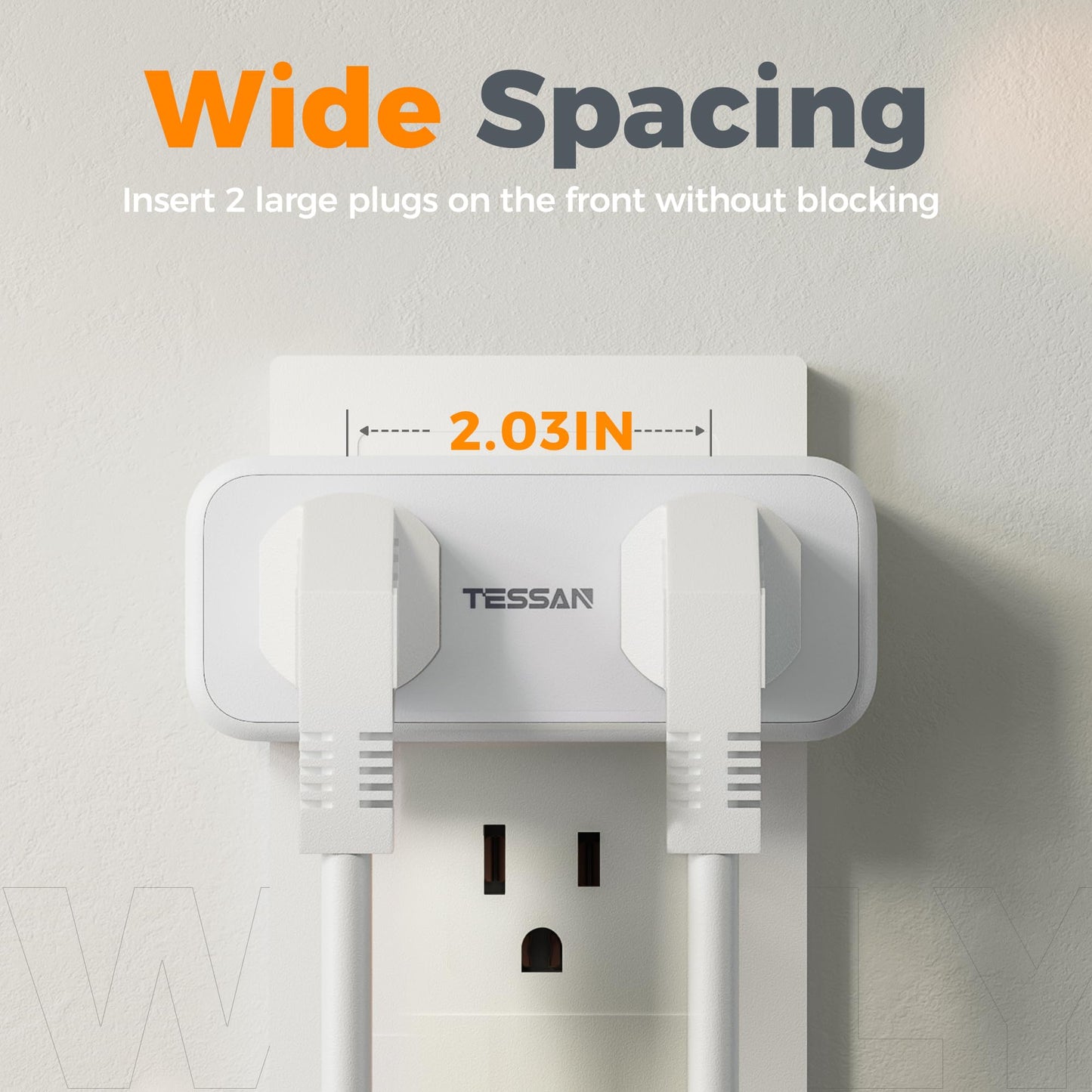 Surge Protector Outlet Extender, TESSAN Multi Plug Splitter with 4 Electrical Outlets 3 USB Ports(1 USB C), Multiple Plug Mini Wall Expander for Home Bathroom Office Dorm Room Essentials