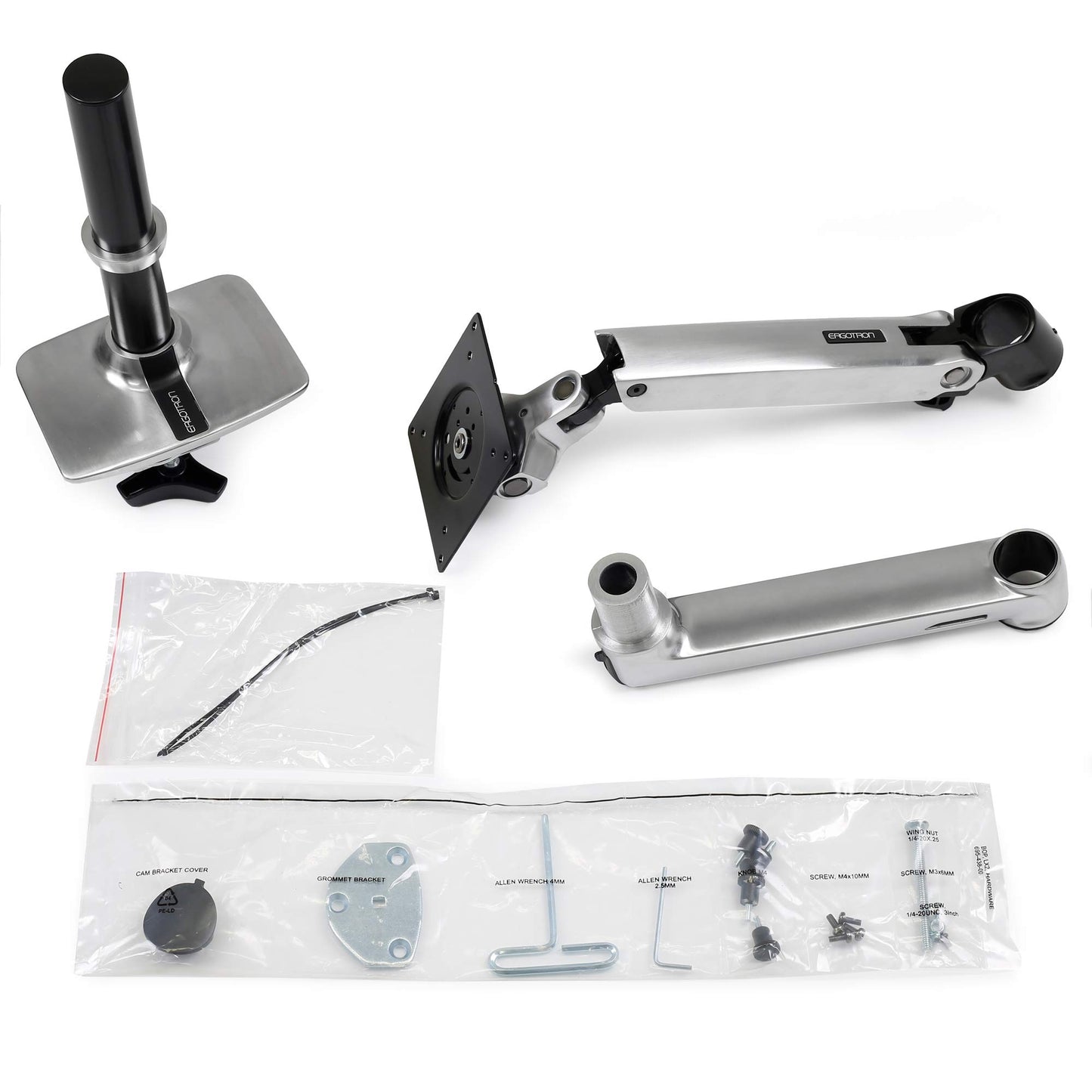 Ergotron – LX Monitor Arm, Single Monitor Desk Mount – fits Flat Curved Ultrawide Computer Monitors up to 34 Inches, 7 to 25 lbs, VESA 75x75mm or 100x100mm – Polished Aluminum