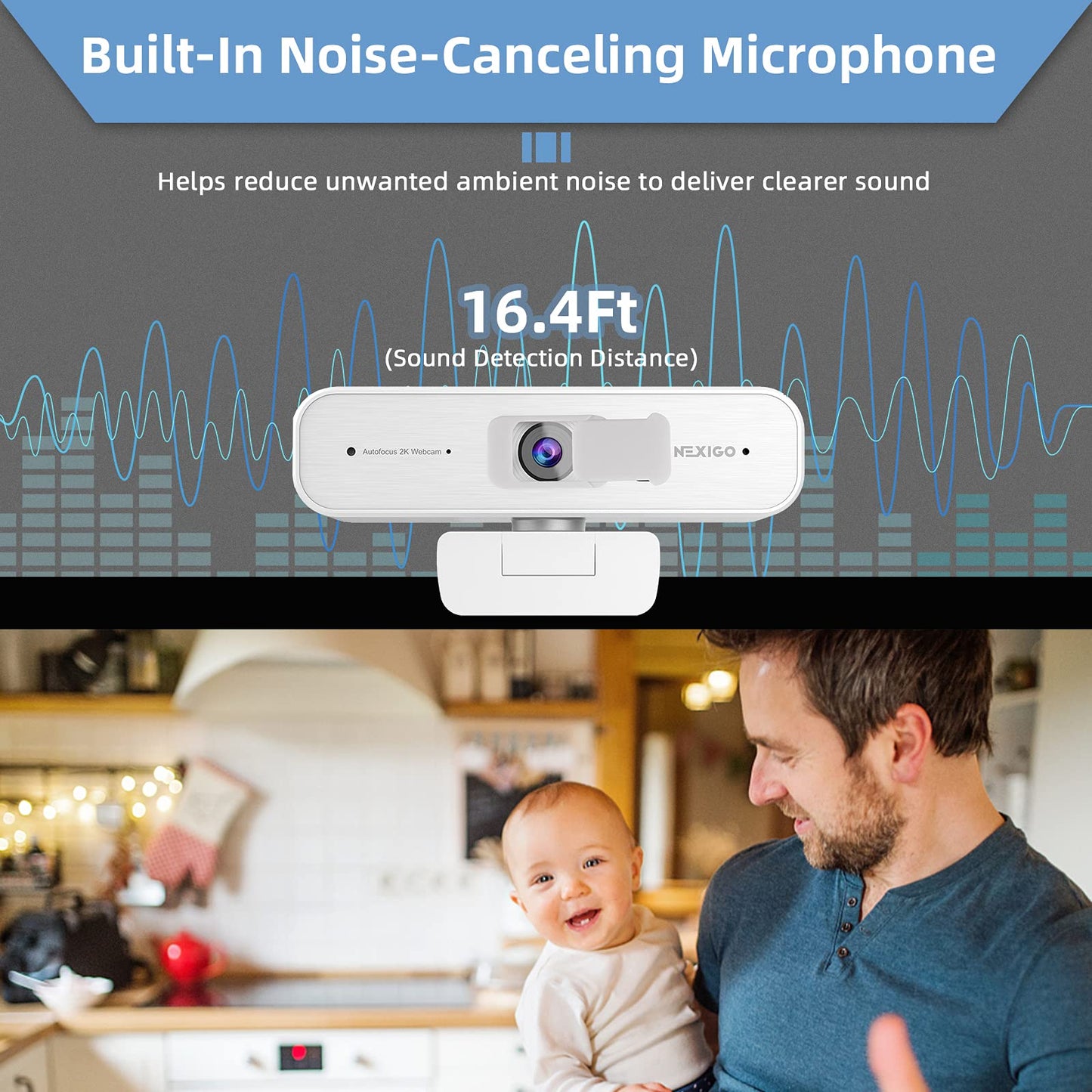 NexiGo N60 1080P Webcam with Microphone, Software Control & Privacy Cover, USB HD Computer Web Camera, Plug and Play, for Zoom/Skype/Teams, Conferencing and Video Calling