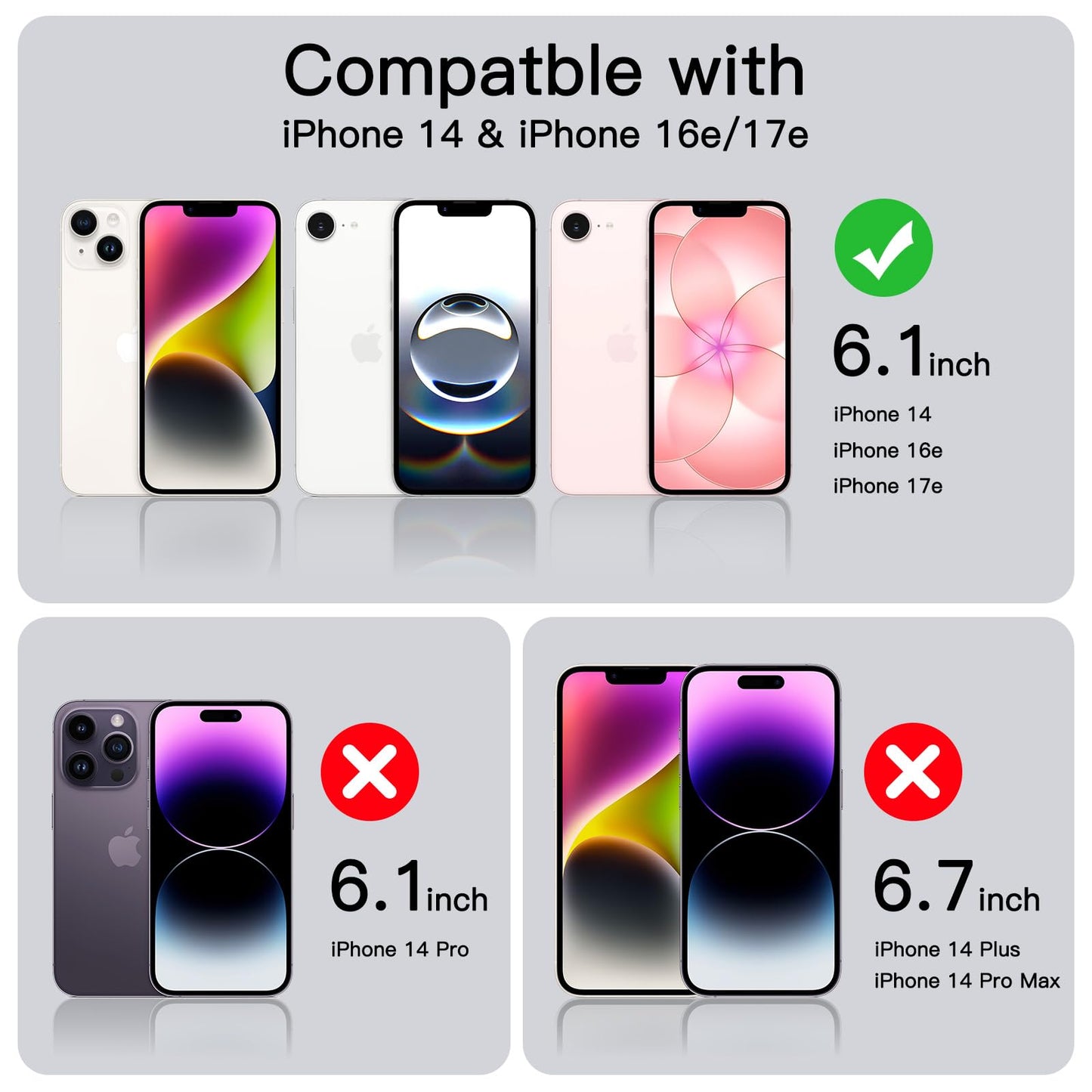JETech Screen Protector for iPhone 17e (2026) / iPhone 16e / iPhone 14, Tempered Glass Film, 6.1-Inch Display, 3-Pack