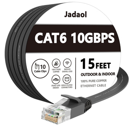 Jadaol Cat 6 Ethernet Cable 50 ft, 10Gbps Support Cat8 Cat7 Network, Flat RJ45 LAN Patch Cable, High-Speed Wired Internet Cable for Router, Modem, Switch, Gaming Consoles, PC, Streaming Devices, White